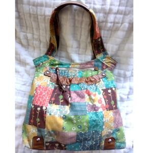 Fossil Original Patchwork Hobo Bag Shoulder Bag Floral Leather Trim ZB2516